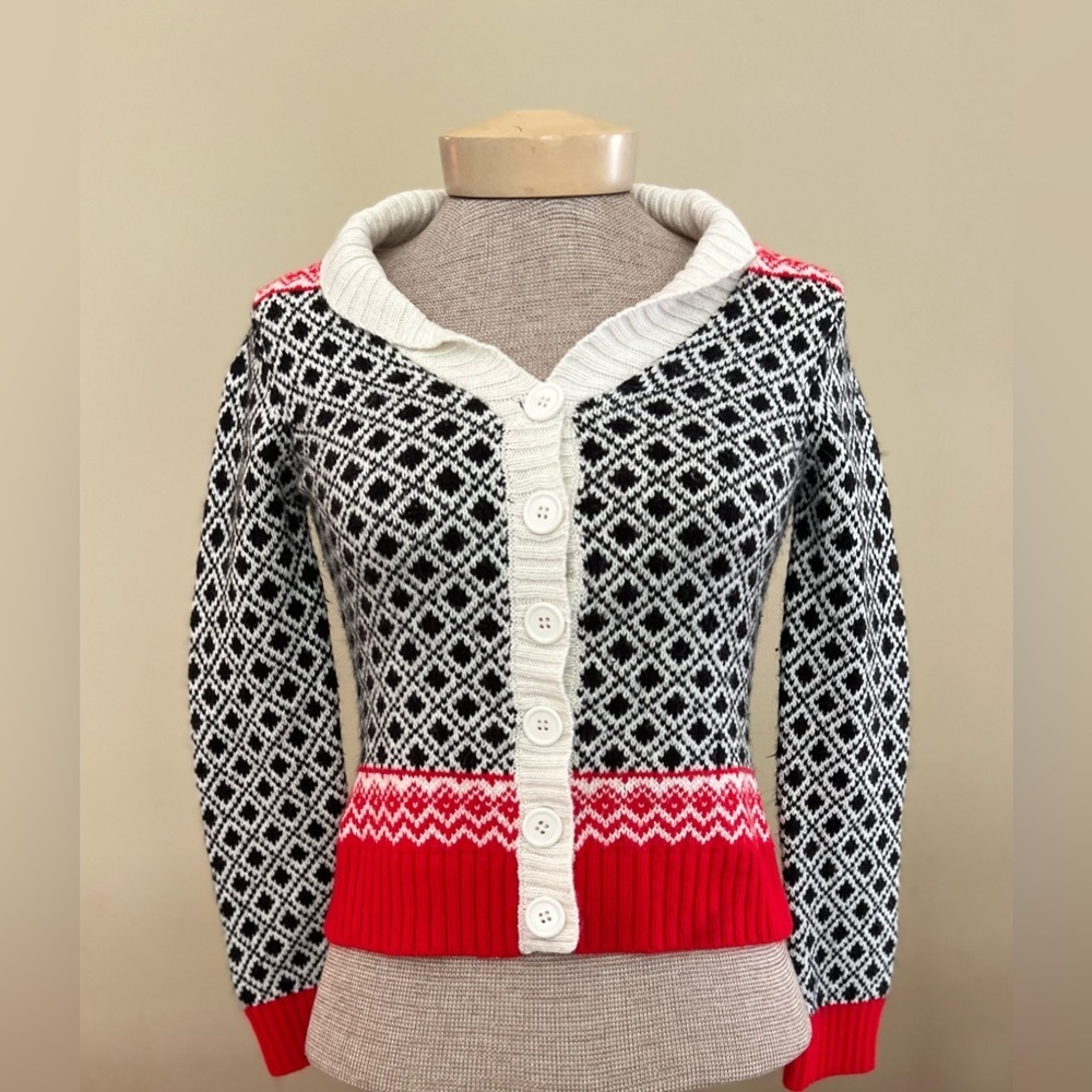 Y2K Urban Outfitters Fair Isle Button Cardigan (2890, XS)